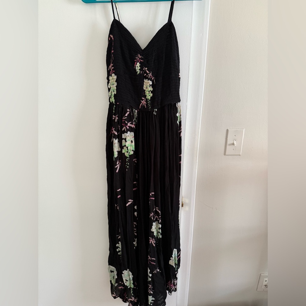 FP Movement by Free People Black and Green Floral Maxi Dress
